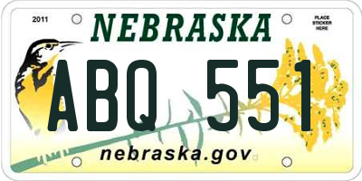 NE license plate ABQ551