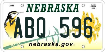 NE license plate ABQ596