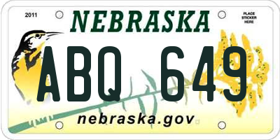 NE license plate ABQ649