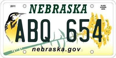 NE license plate ABQ654