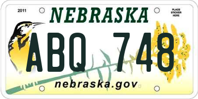 NE license plate ABQ748