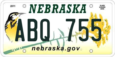 NE license plate ABQ755