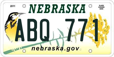 NE license plate ABQ771
