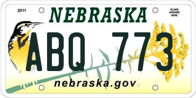 NE license plate ABQ773