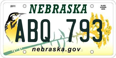 NE license plate ABQ793