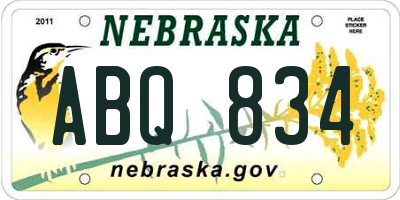 NE license plate ABQ834