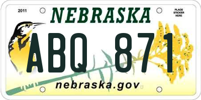 NE license plate ABQ871