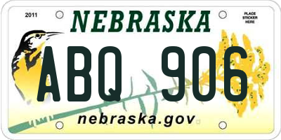 NE license plate ABQ906