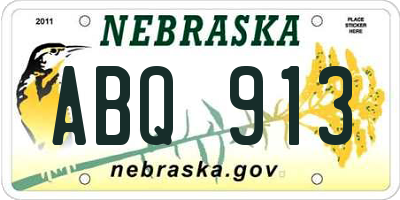 NE license plate ABQ913