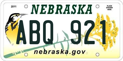 NE license plate ABQ921