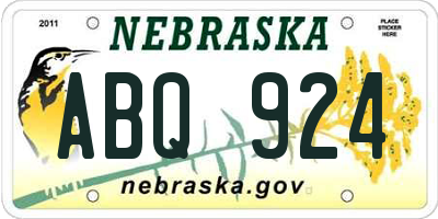 NE license plate ABQ924