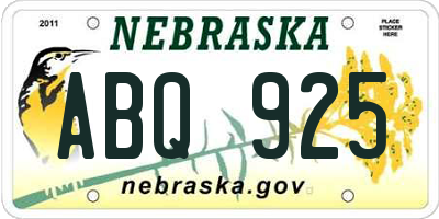 NE license plate ABQ925