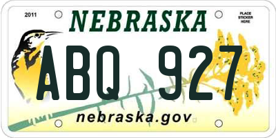 NE license plate ABQ927