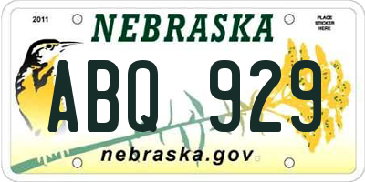 NE license plate ABQ929