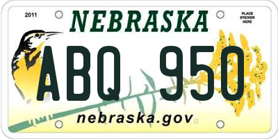 NE license plate ABQ950