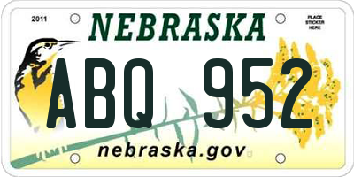 NE license plate ABQ952