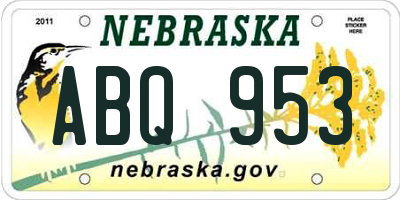 NE license plate ABQ953