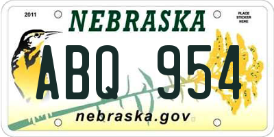 NE license plate ABQ954