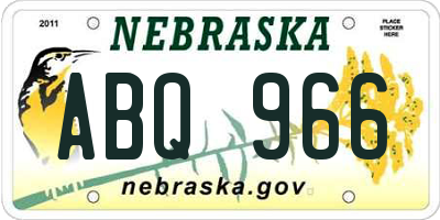 NE license plate ABQ966