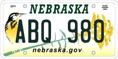 NE license plate ABQ980