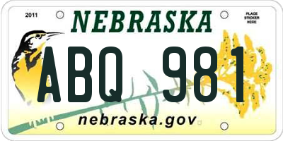 NE license plate ABQ981