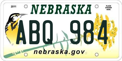 NE license plate ABQ984