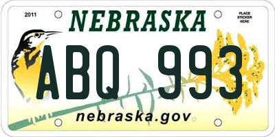 NE license plate ABQ993