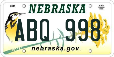 NE license plate ABQ998