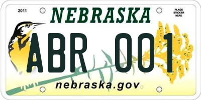 NE license plate ABR001