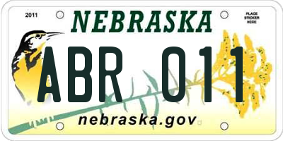 NE license plate ABR011