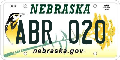 NE license plate ABR020