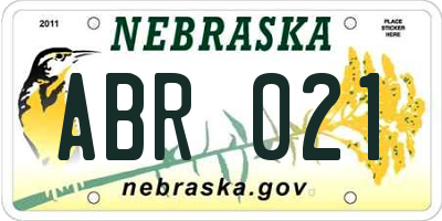 NE license plate ABR021