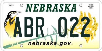 NE license plate ABR022