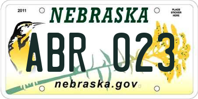 NE license plate ABR023