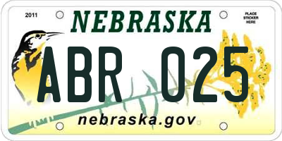 NE license plate ABR025