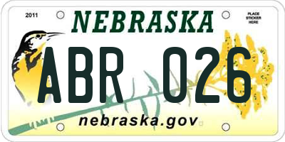 NE license plate ABR026