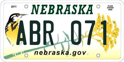 NE license plate ABR071