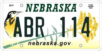 NE license plate ABR114