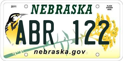 NE license plate ABR122