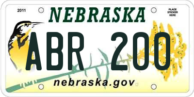NE license plate ABR200