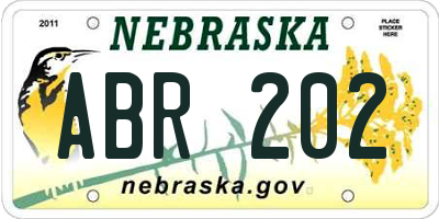 NE license plate ABR202