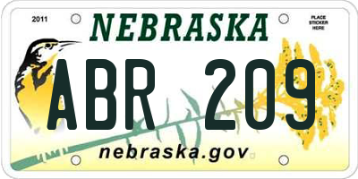 NE license plate ABR209