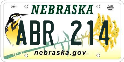 NE license plate ABR214