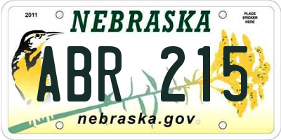 NE license plate ABR215