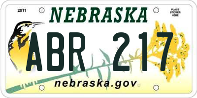 NE license plate ABR217