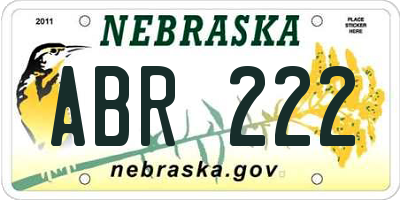 NE license plate ABR222