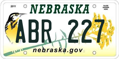 NE license plate ABR227