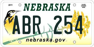 NE license plate ABR254