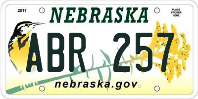 NE license plate ABR257