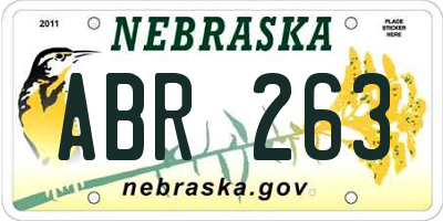 NE license plate ABR263